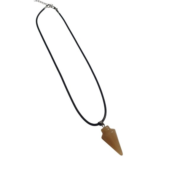 Natural Stone Pendulum Point Pendant Necklace Black Cord Jewelry Gift Spirit - Picture 3 of 5